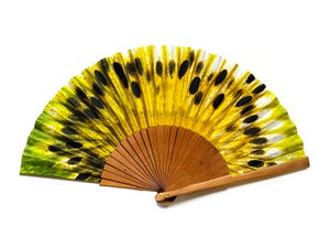 Vihre&auml; keltainen kuviollinen viuhka